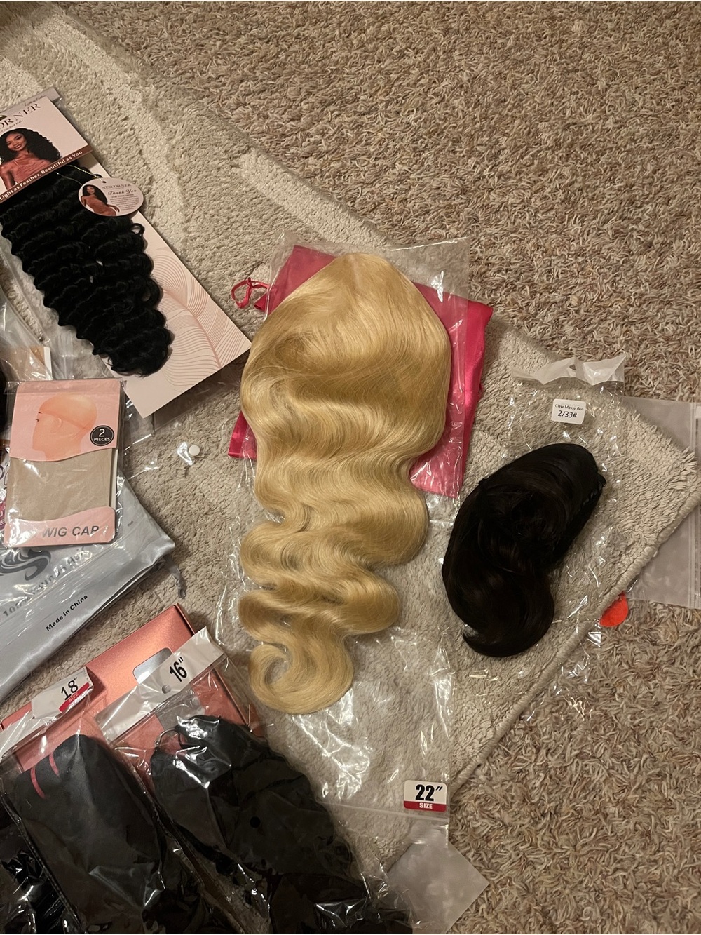 NWT Huge Assorted Real Human Hair Wigs & Extensions few synthetic pieces Bundle - Picture 8 of 15